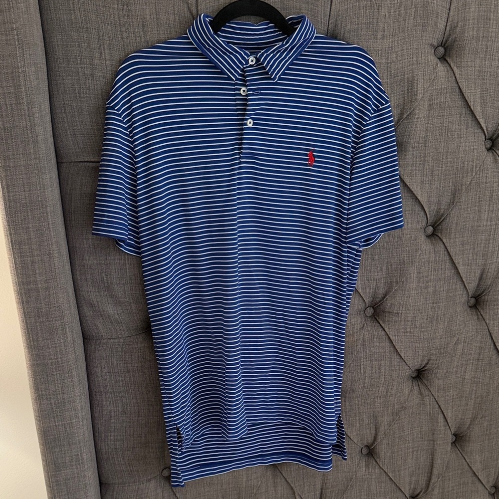 POLO Men's Blue Striped Polo Shirt